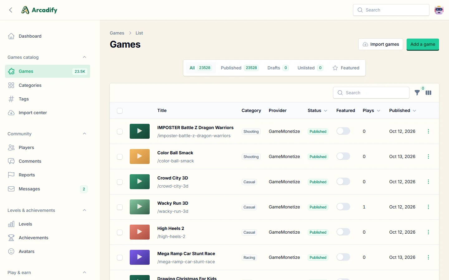Games manager