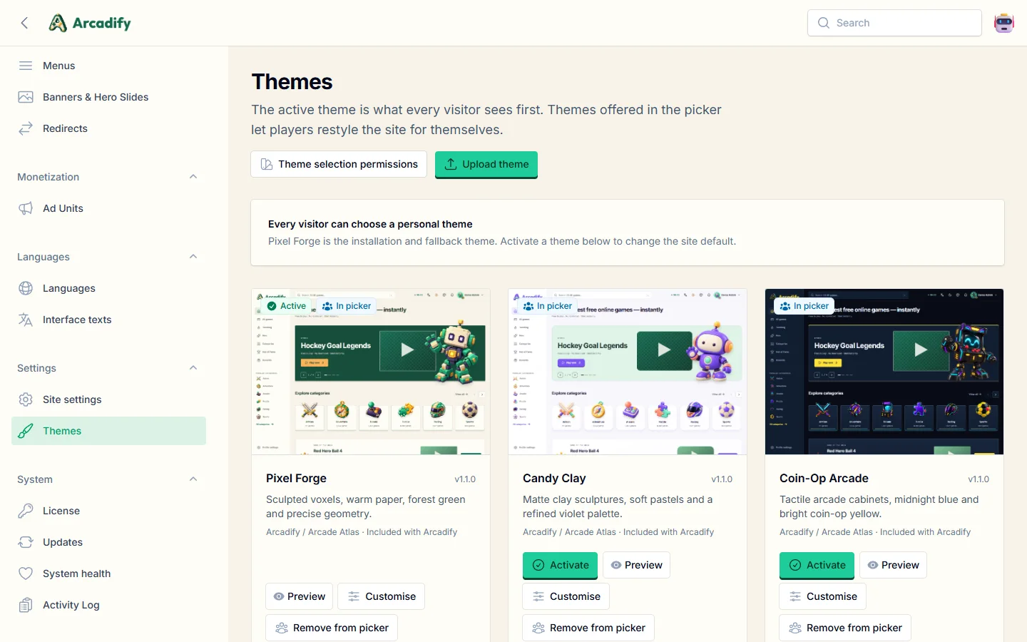 Themes manager